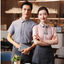 เสื้อฟอร์มพนักงานร้านอาหารกาแฟโรงแรม แขนสั้น เขียว ชมพู เทา L-3XL F6705014 เสื้อ+กันเปื้อน ** ขั้นต่ำ 2 ตัว