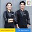 เสื้อฟอร์มพนักงานเครื่องแบบชุดฟอร์มพนักงานร้านอาหารกาแฟโรงแรม แขนสั้นผ้าฝ้าย เทา ขาว ลายทาง L-4XL F6411001 เสื้อกั๊กในตัว