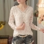 RP5911051 เสื้อลูกไม้เกาหลีสวยหวาน คอวีแขนยาวฤดูใบไม้ร่วง(พรีออเดอร์) RP5911051 ตัว