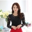 RP5911044 เสื้อลูกไม้เกาหลีสวยหวาน คอวีแขนยาว (พรีออเดอร์) RP5911044 ตัว