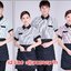 เสื้อพนักงานต้อนรับ เสื้อพนักงานโรงแรม เสื้อฟอร์มพนักงาน ชุดฟอร์มพนักงาน ลายทางคอปกเชิ้ต ส้ม ดำ เขียว M-3XL F6302001 เสื้อ+กันเปื้อน