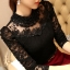 RP5911004 เสื้อลูกไม้สีขาว สีดำเกาหลีสวยหวาน คอเต่าแขนยาว (พรีออเดอร์) RP5911004 ตัว