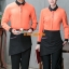 F6202004 เสื้อพนักงานต้อนรับ เสื้อพนักงานเสริฟ เสื้อพนักงานโรงแรม เสื้อพนักงานร้านอาหาร ดำ แดง เขียว ส้ม M-3XL F6202004 เสื้อ+ ผ้ากันเปื้อน