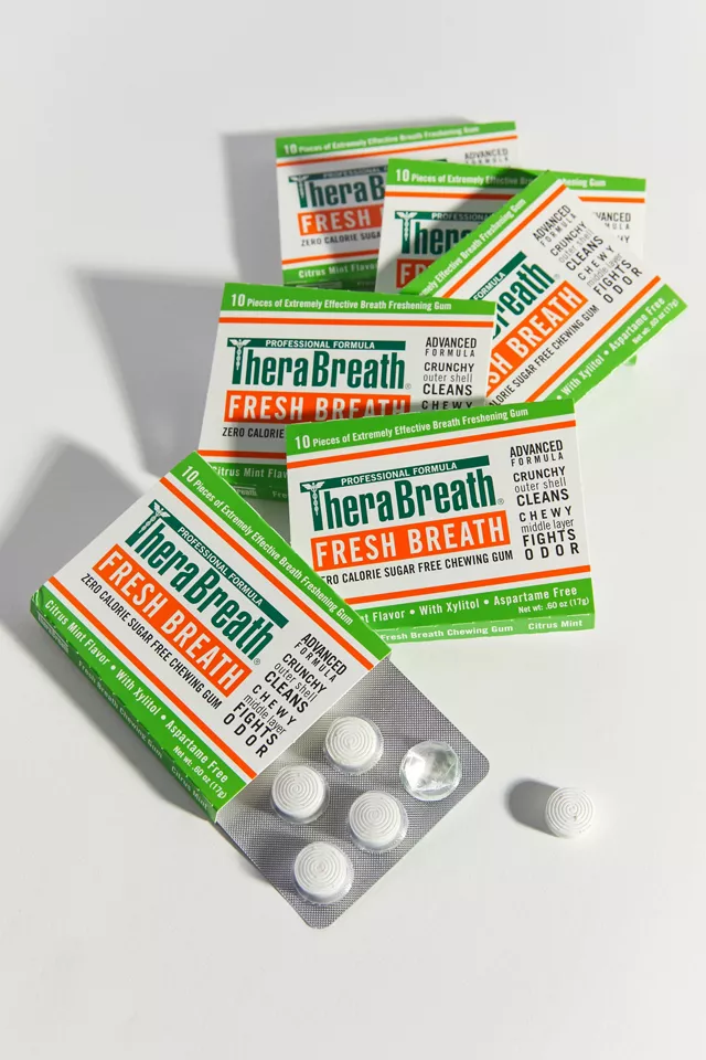 NEWหมากฝรั่ง นำเข้า🇺🇸 TheraBreath Fresh Breath Chewing Gum with ZINC, Citrus Mint Flavor, 10 Count - หมากฝรั่งTheraBreath ลมหายใจสดชื่นรสมิ้นต์ 10 เม็ด ราคา199 บาท/แผง