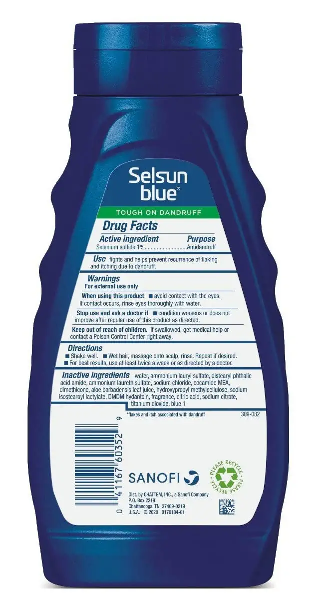 แชมพูขจัดรังแคSelsun Blue Moisturizing Anti-dandruff Shampoo with Aloe 12oz Selenium Sulfide 1% ราคา 500 บาท