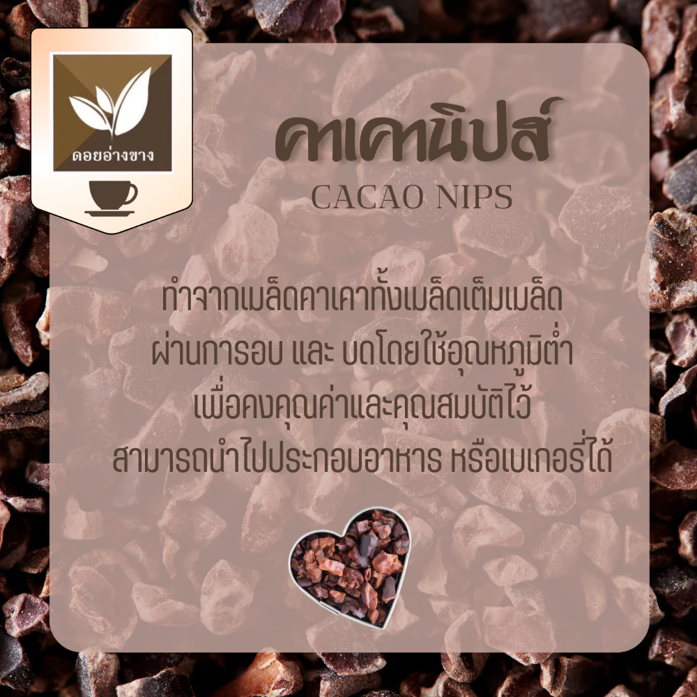 คาเคานิปส์ (Cacao Nibs) ขนาดทดลอง 20 กรัม 🍫 คาเคานิปส์ ออแกนิคแท้ 100% ตราดอยอ่างขาง | 100% Organic Cacao Nibs Doi Angkhang Brand 📦คาเคานิปส์ออแกนิคแท้ 100% 👍🏻 0% น้ำตาล ไม่มีสารกันเสีย 😎 100% Real Organic Cacao